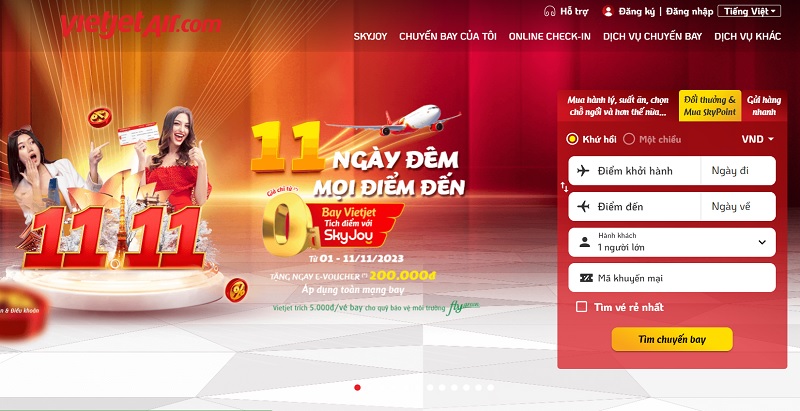 Website chính thức của Vietjet Air có tên miền là Vietjetair (.com).